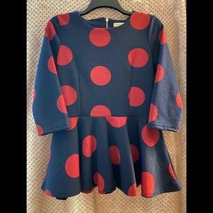 Nuggles Two Piece Navy & Dark Red Polka Dot Set